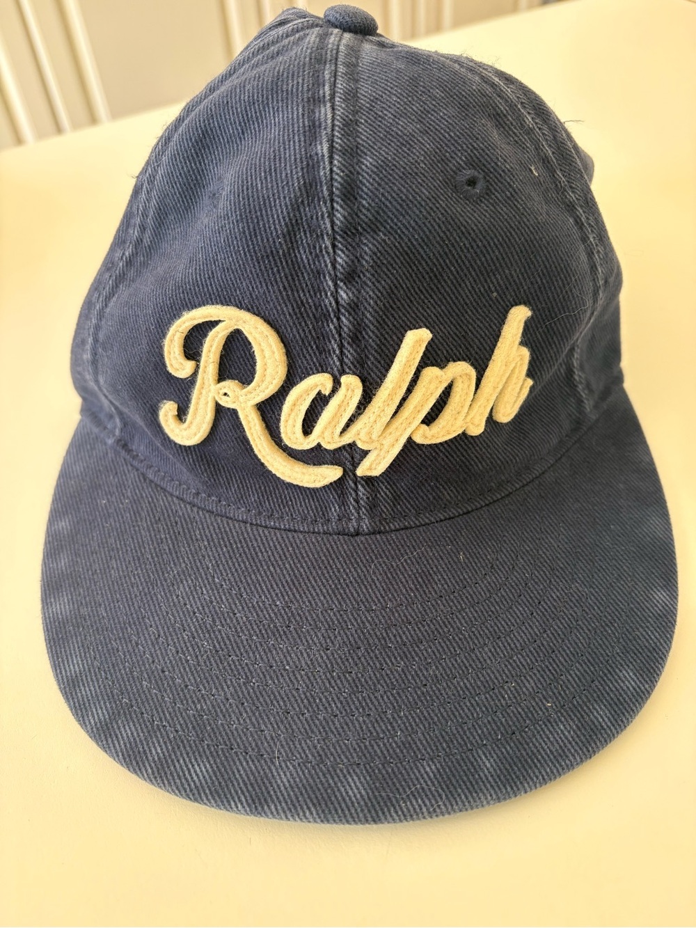 Ralph Lauren Navy Baseball Cap with Cream Script